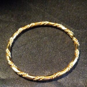 Elegant Gold-Tone Twisted Bangle Bracelet